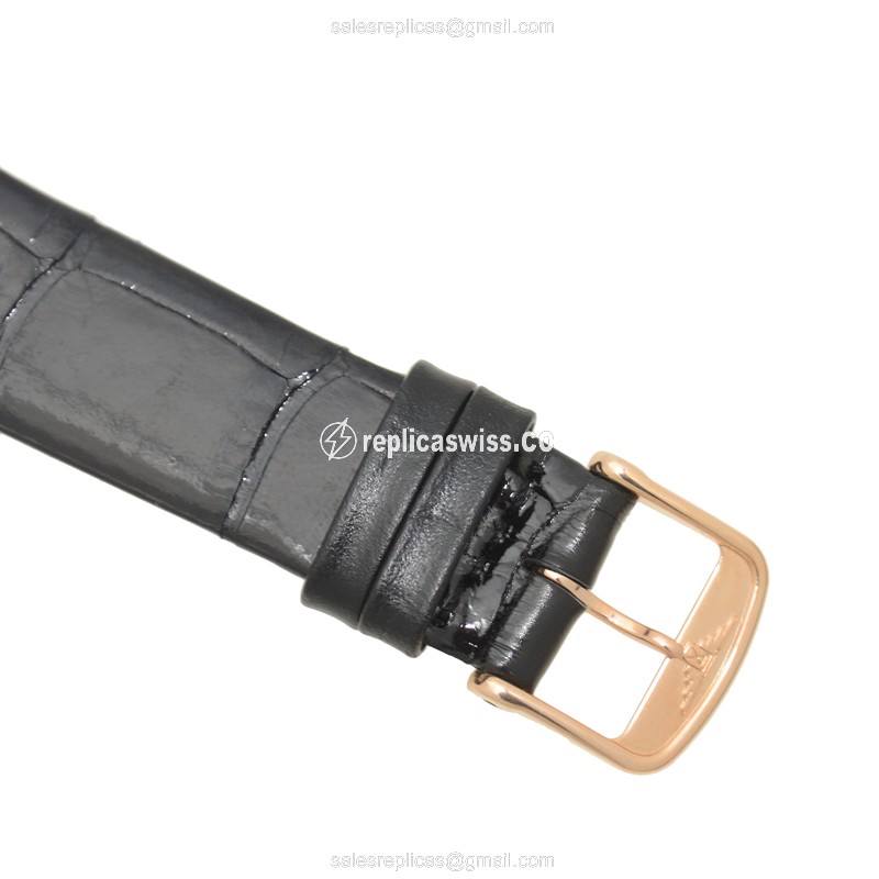 Longines LA GRANDE Replica - Quartz - 18kt Rose Gold - White Dial, Buckle Clasp, Black Alligator Strap - View 4