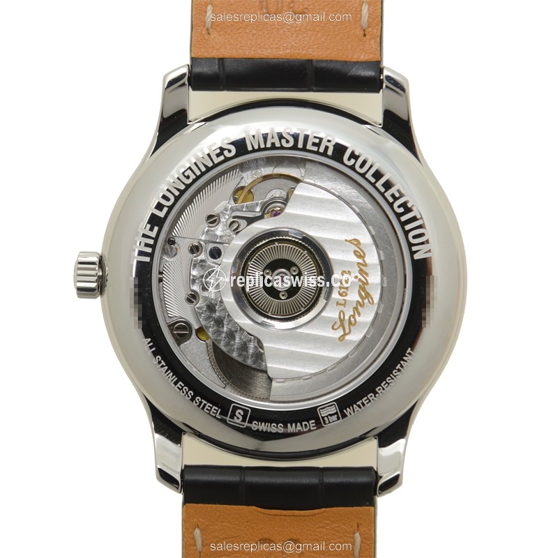 Longines L2.628.4.51.7 Replica - Automatic - Steel Case - Black Dial, Alligator Strap - View 3