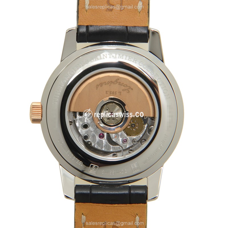 Longines L2.563.5.59.3 Replica - SAINT IMIER Auto - 18kt Rose/Steel Case, Black Dial - View 3