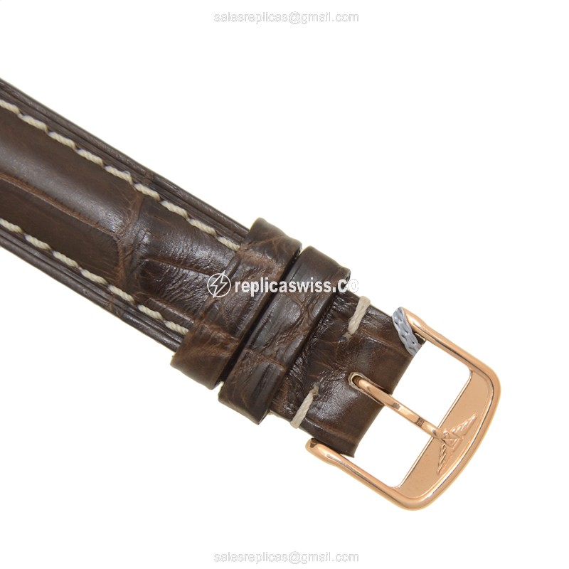 Longines EVIDENZA Quartz Replica - 18kt Gold Case, Beige Dial, Brown Alligator Strap - View 4