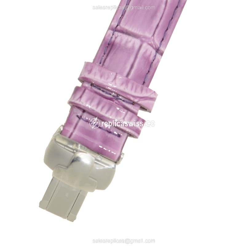 Tissot Lady Heart Replica - Automatic - White Dial - Steel Case - Purple Leather Strap - View 4