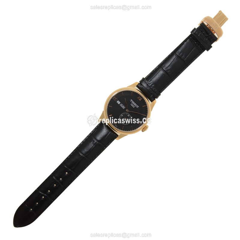 Tissot LE LOCLE Replica - Automatic - Steel Case - Black Dial - Leather Black Strap - View 2