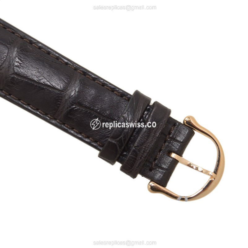Maurice Lacroix LC6007-PG101-130 Replica - Automatic - 18kt Rose Gold - Silver Dial - Brown Alligator Strap - View 4
