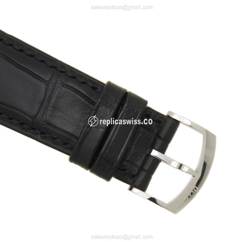 Piaget ALTIPLANO Replica - Automatic - 18kt White Gold - Diamond - White Dial - Black Alligator Strap - View 4