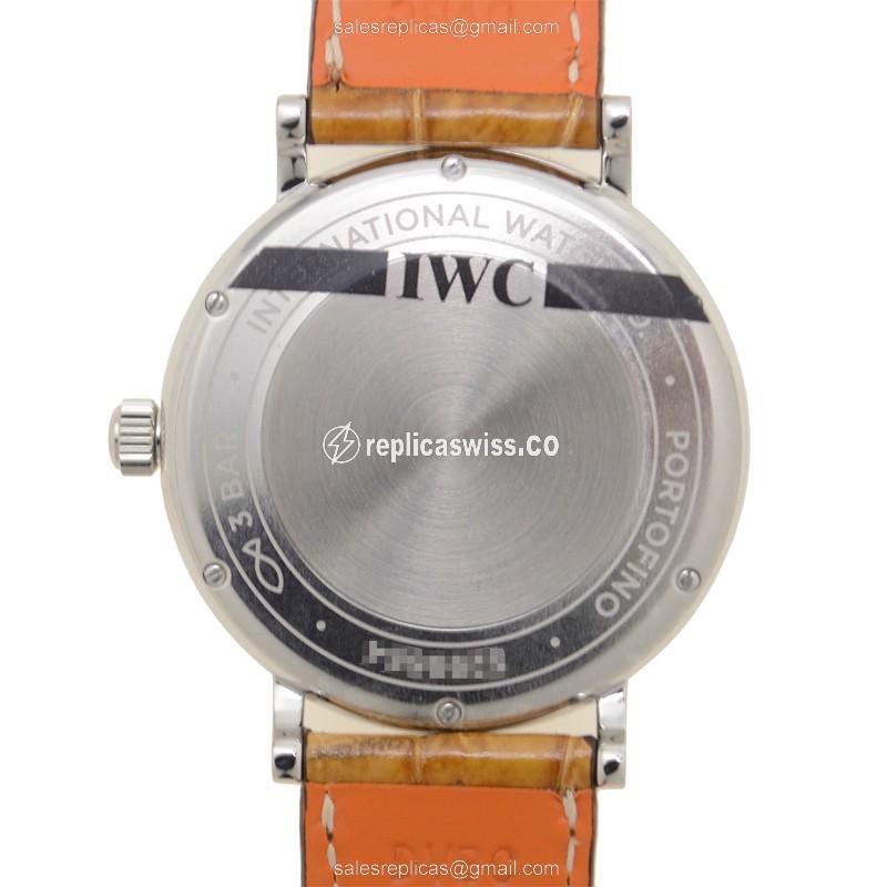 IWC Portofino Replica - Automatic - Stainless Steel - Silver Dial - Brown Alligator Strap - View 3