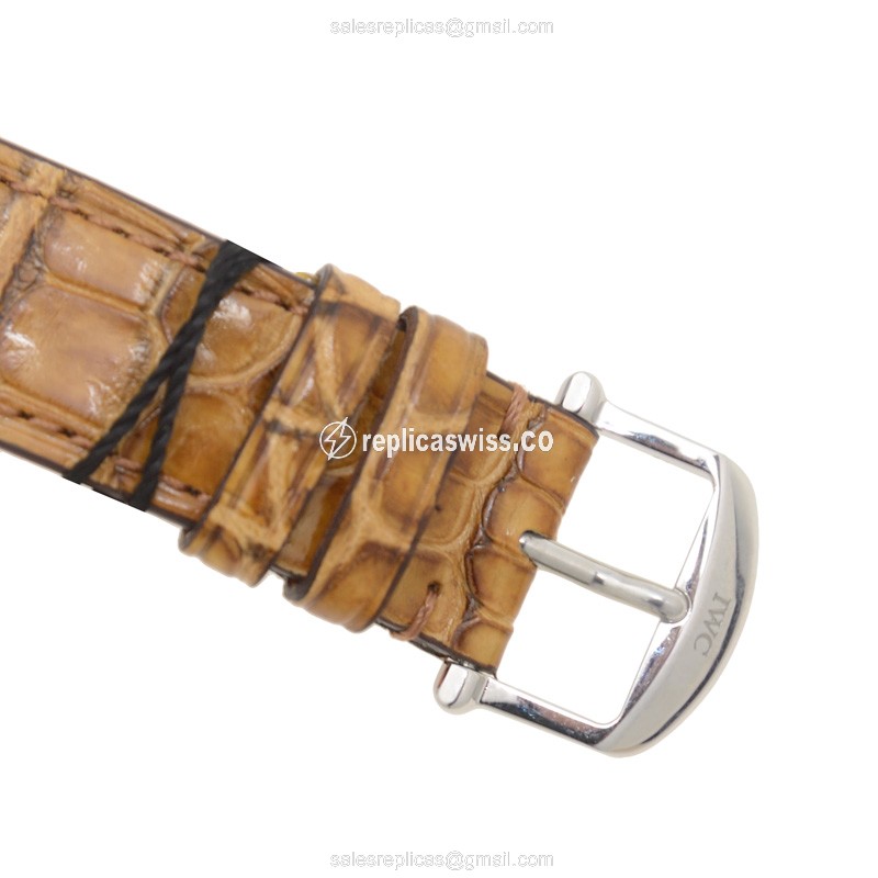 IWC Portofino Replica - Automatic - Stainless Steel - Silver Dial - Brown Alligator Strap - View 4