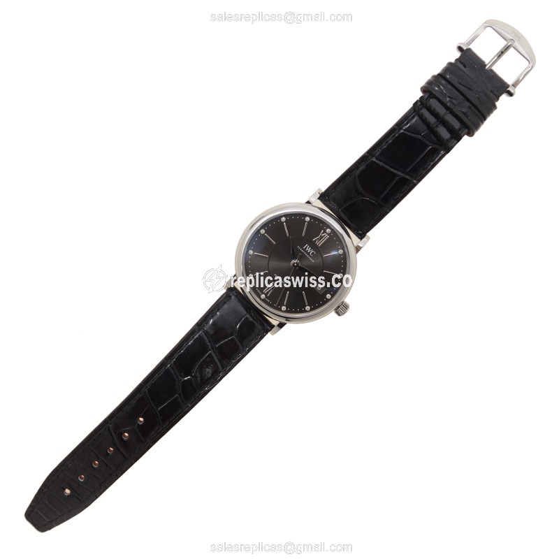 IWC Portofino Replica - Automatic - Stainless Steel - Grey Dial - Black Alligator - Sapphire Crystal - View 2