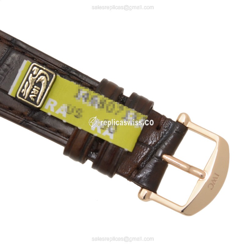 IWC Portofino Replica - Automatic 18kt Rose Gold - Dark Grey Dial - Brown Alligator Buckle - View 4