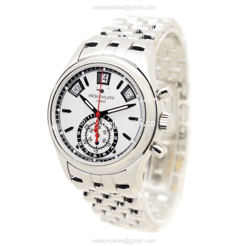 Patek Philippe 5960/1A-001 Replica - Automatic - Steel Case - White Dial - Silver Clasp - Steel Band - View 3
