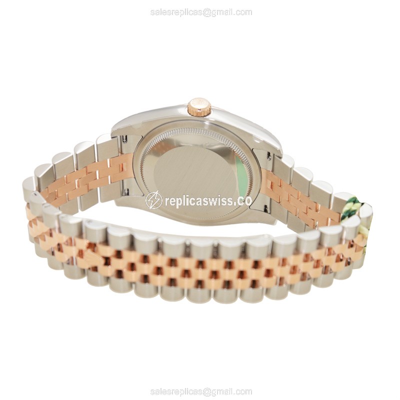 Rolex DATEJUST Replica - Automatic - 18kt Rose Gold & Steel - White Dial - Gold Clasp - View 4