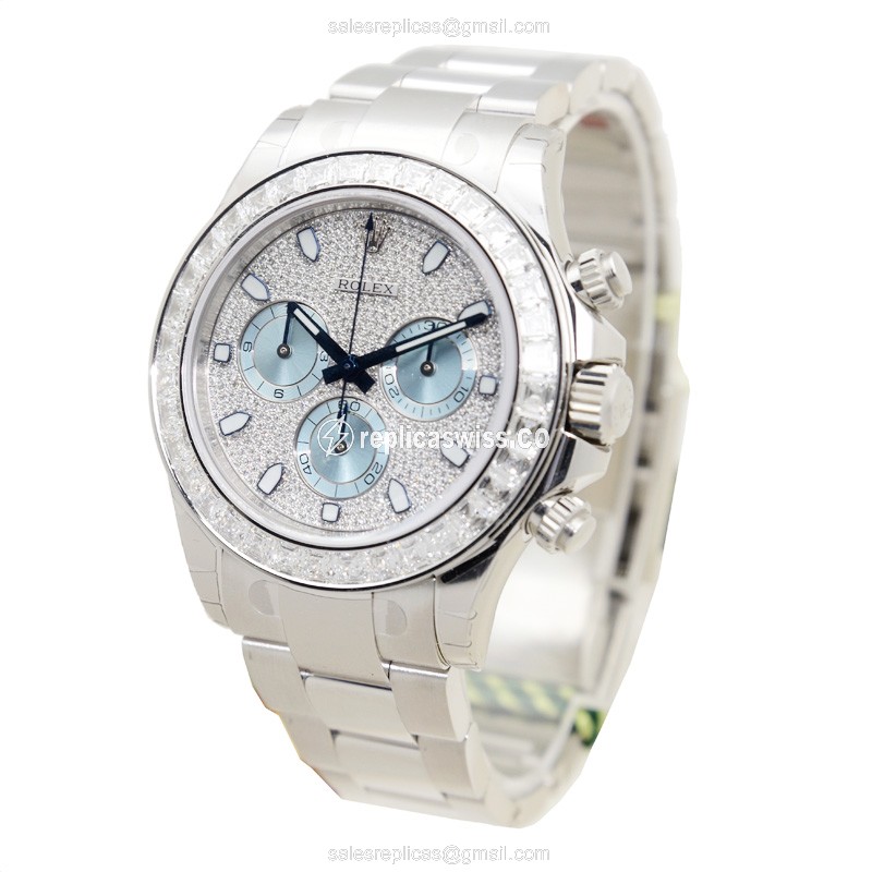 Rolex Daytona Replica - Automatic - 950 Platinum - Blue Dial on Silver Strap - View 3