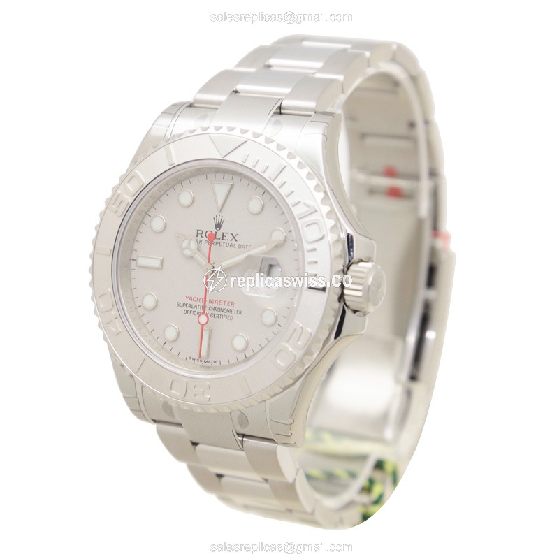 Rolex Yacht Master Replica - Automatic - White Gold & Steel Case - Silver Dial - View 3