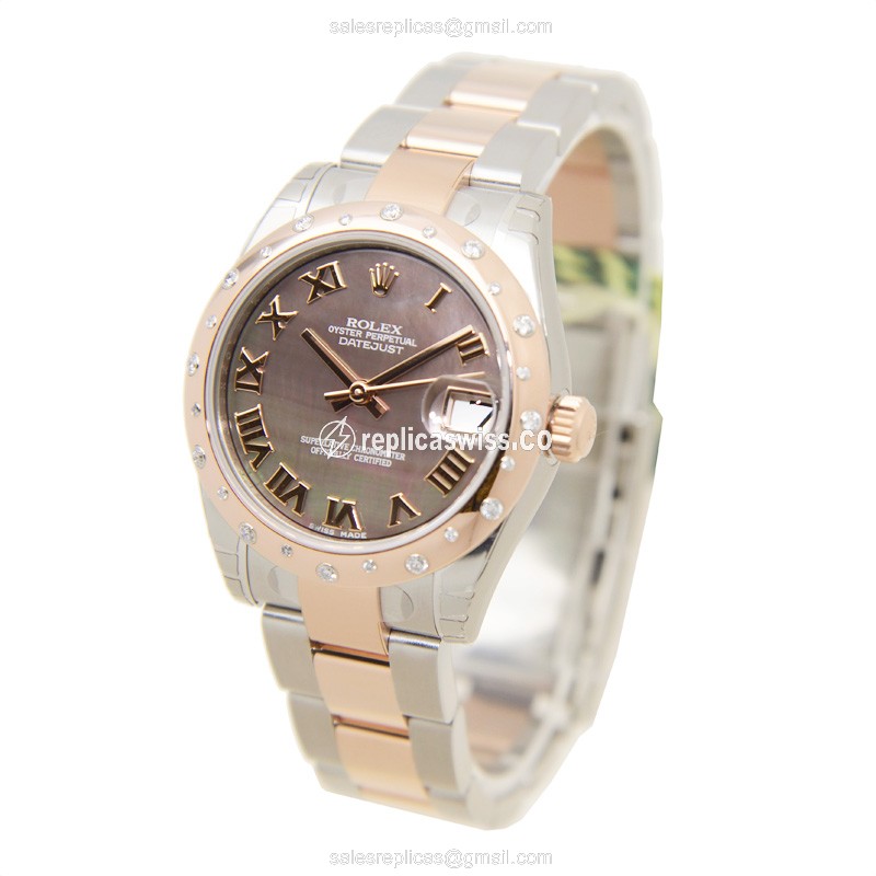 Rolex Datejust Replica - Automatic - 18kt Rose Gold & Steel - Brown Dial - View 3
