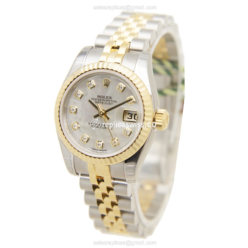 Rolex Datejust Replica - Automatic - 18kt Gold & Steel Case - White Dial - View 3