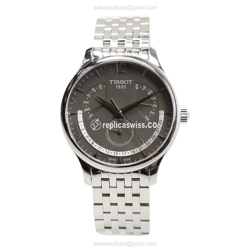 Rolex T-CLASSIC Replica - Quartz - Stainless Steel - Dark Grey - Silver Clasp - View 2
