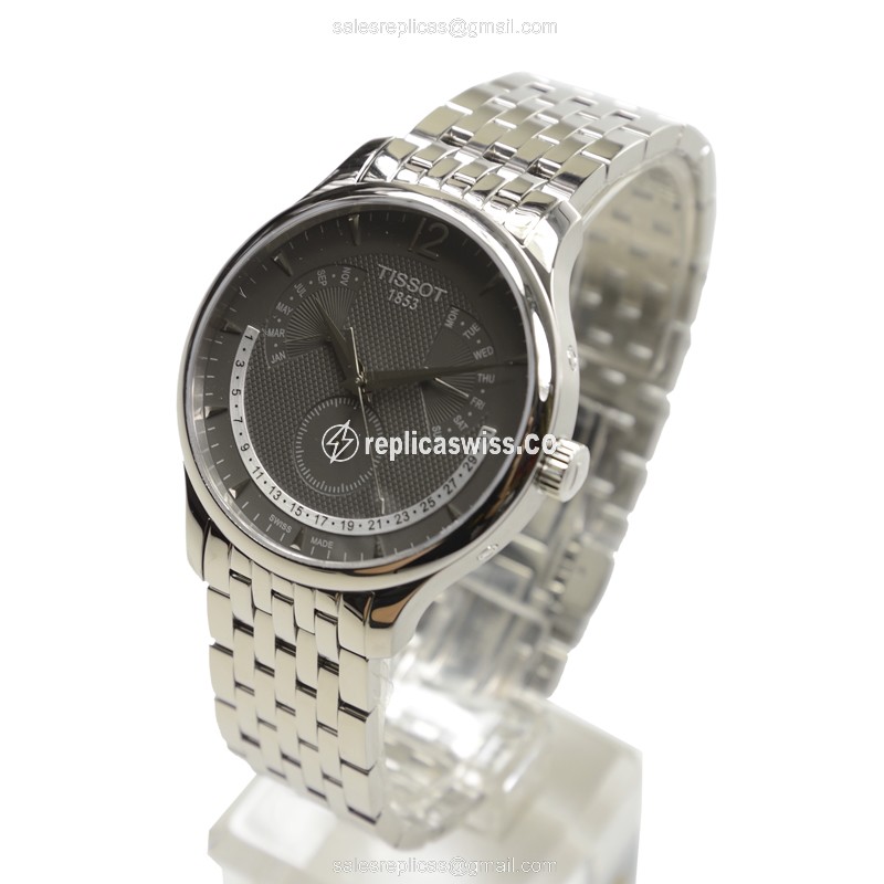 Rolex T-CLASSIC Replica - Quartz - Stainless Steel - Dark Grey - Silver Clasp - View 3