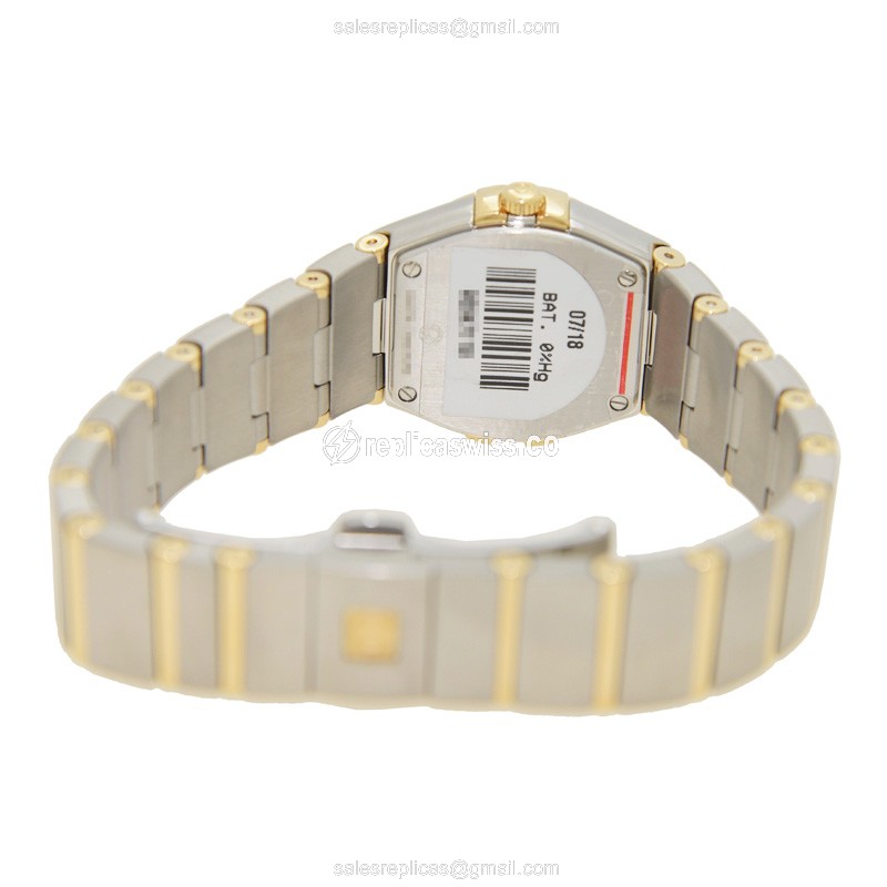 Omega Constellation Quartz 18kt Gold & Diamond - White Dial - Steel Case - Silver strap - View 4