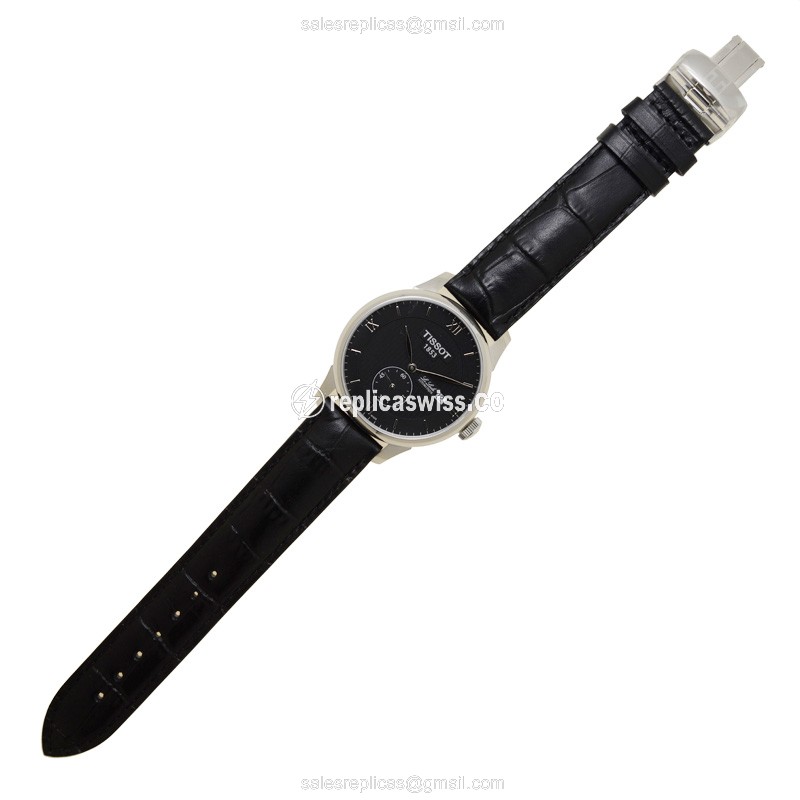 Tissot T-CLASSIC Replica - Automatic - Black Dial - Leather Strap - Clasp - 40mm - View 2