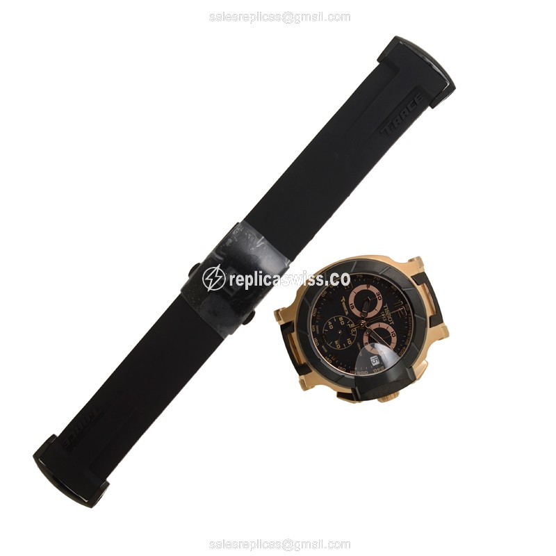 Rolex T-SPORT Quartz - Stainless Steel - Black Dial - Rubber Strap - Clasp - View 2