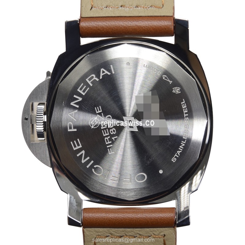 Panerai PAM00005 LUMINOR - Manual - Stainless Steel - Black Dial - Brown Cowhide - Buckle Clasp - View 3