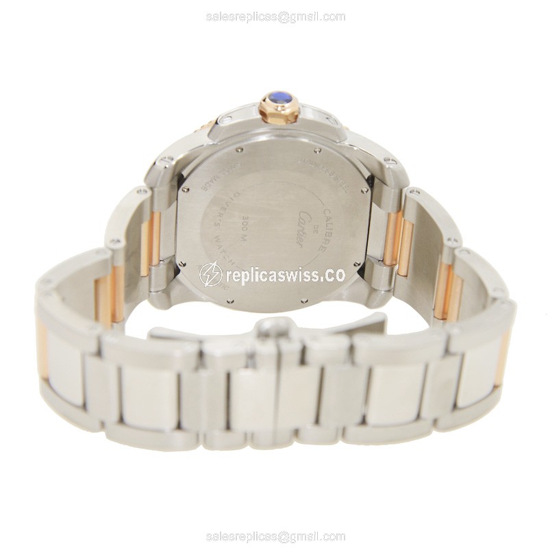 Cartier W7100054 Replica - Automatic - Rose Gold & Steel Case - Black Dial - Silver Strap - View 4