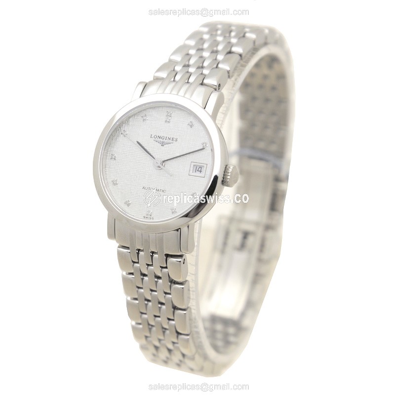 Longines L4.309.4.77.6 Replica - Automatic - Steel Case, Silver Dial on Silver Strap - View 3