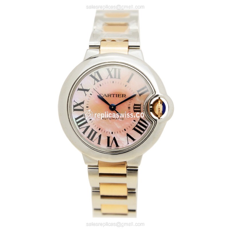 Cartier Ballon Bleu Replica - Automatic - Pink Dial - Steel Case - Silver Strap - View 2