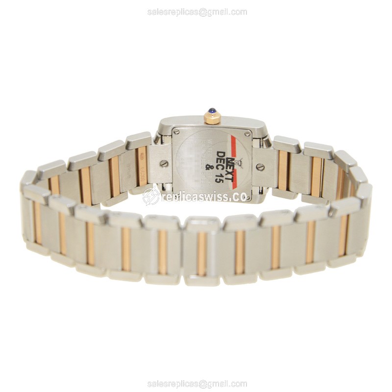 Cartier TANK Quartz Steel - White Dial Silver Clasp Steel Bracelet - View 4