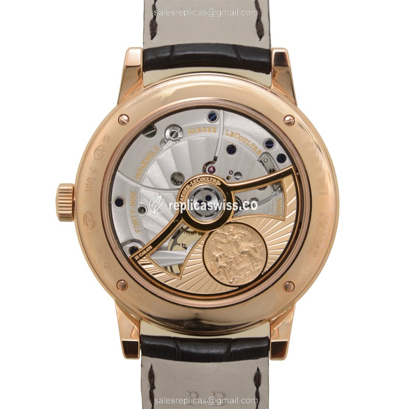 Jaeger-Lecoultre Q5042501 Replica - Ultra Thin - Auto - Rose Gold - Diamond - Silver Dial - Brown Alligator - View 3