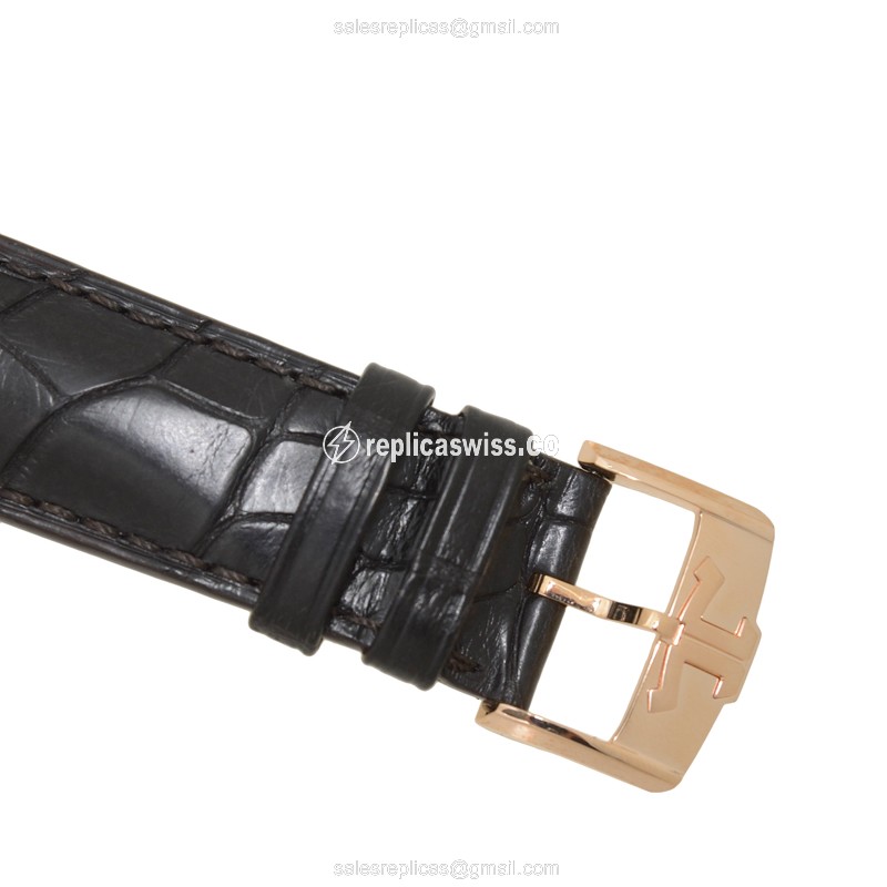 Jaeger-Lecoultre Q5042501 Replica - Ultra Thin - Auto - Rose Gold - Diamond - Silver Dial - Brown Alligator - View 4