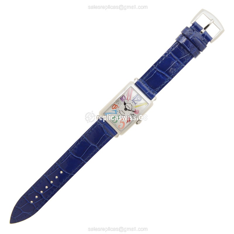 Franck Muller 902 QZ COL DRM Replica - Quartz - Stainless Steel - Silver Dial - Blue Alligator Strap - View 2