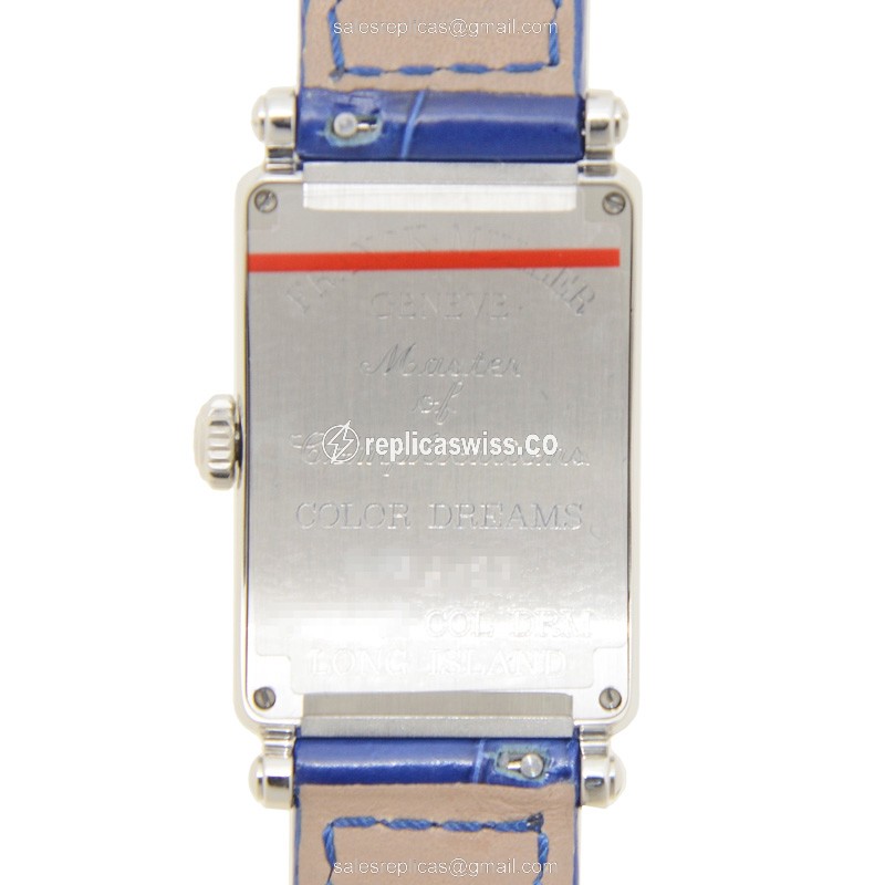 Franck Muller 902 QZ COL DRM Replica - Quartz - Stainless Steel - Silver Dial - Blue Alligator Strap - View 3