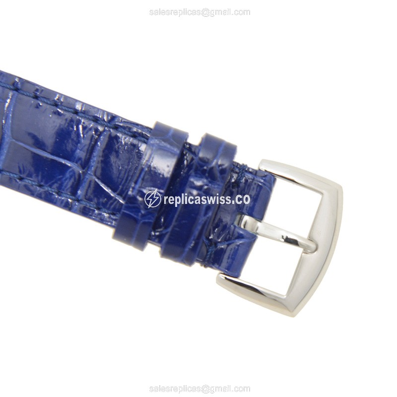 Franck Muller 902 QZ COL DRM Replica - Quartz - Stainless Steel - Silver Dial - Blue Alligator Strap - View 4
