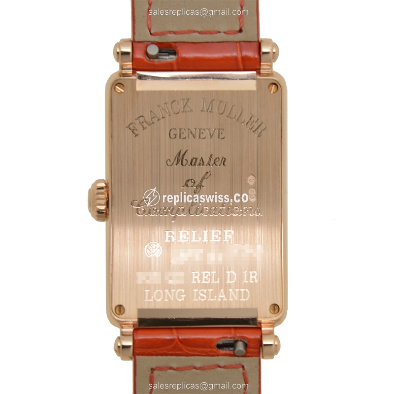 Franck Muller Long Island Replica - Quartz - 18kt Rose Gold - Diamond Accents - Silver Dial - View 3
