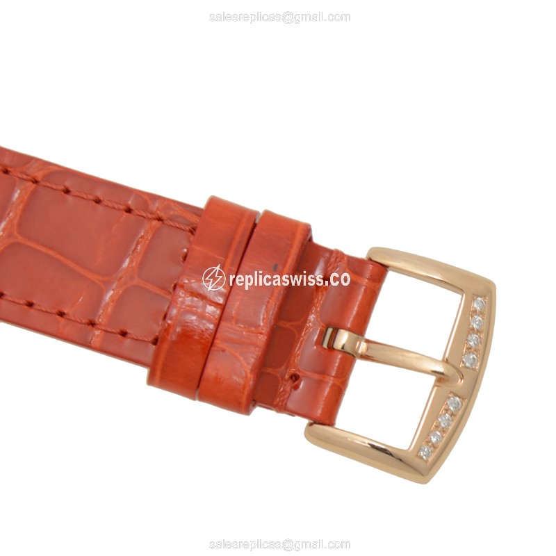 Franck Muller Long Island Replica - Quartz - 18kt Rose Gold - Diamond Accents - Silver Dial - View 4