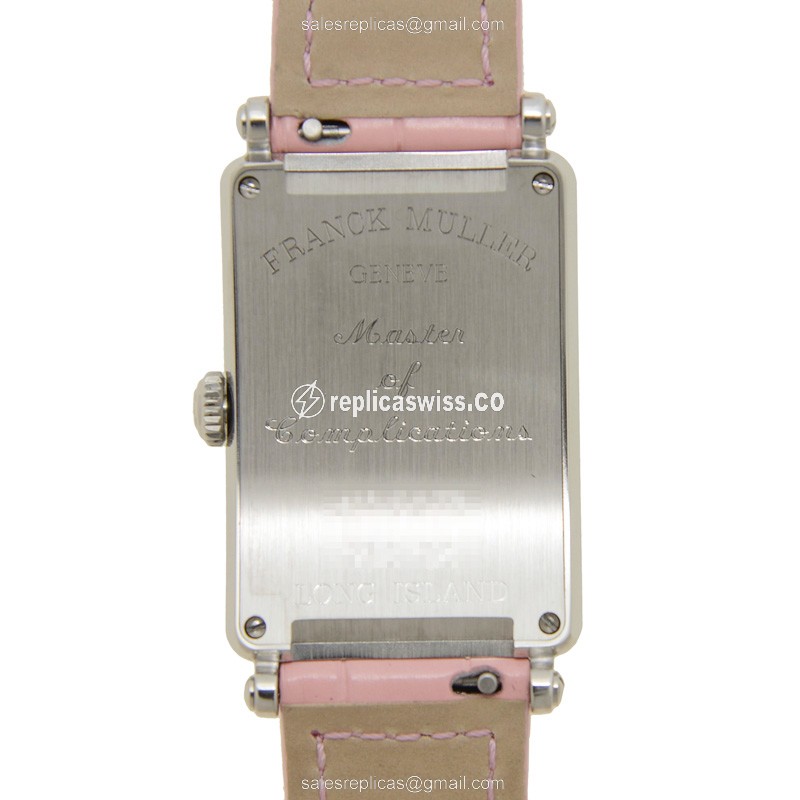Franck Muller 952 QZ Long Island Quartz Steel Pink Dial Buckle Pink Alligator Strap - View 3
