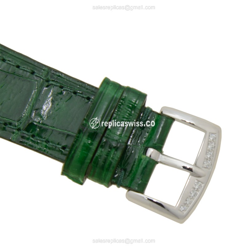 Franck Muller 952 QZ COL DRM D 1R OG LONG ISLAND Replica - Quartz - Silver Dial, Buckle Clasp, Green Alligator Strap - View 4