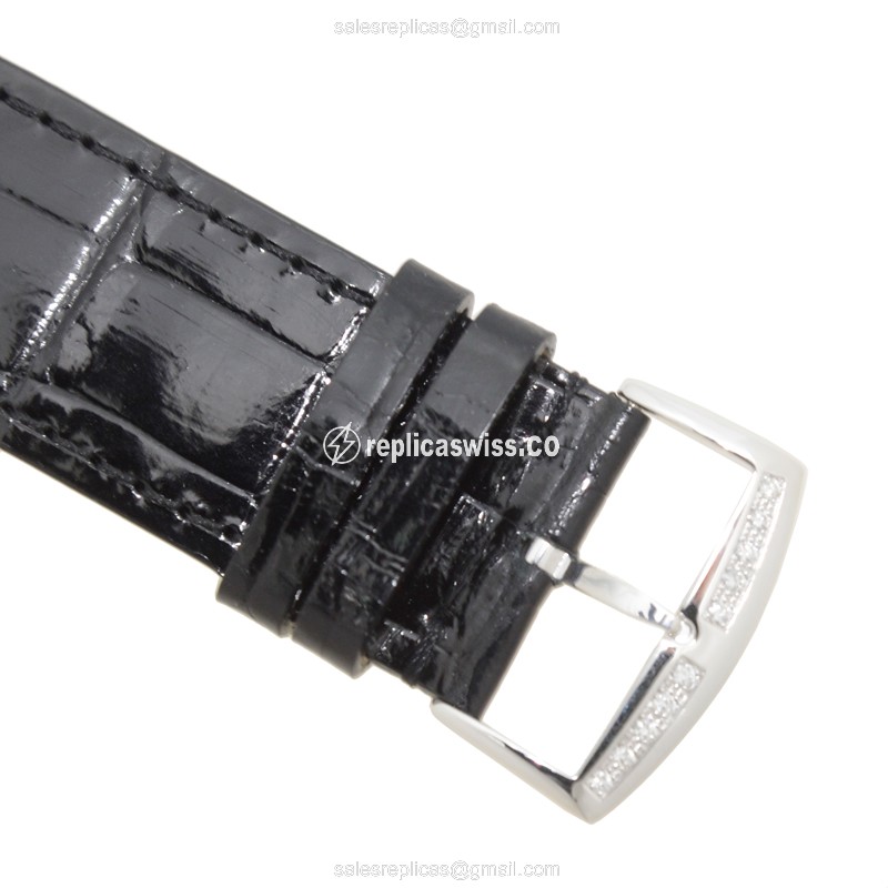 Franck Muller 1002 QZ D 1R LONG ISLAND Quartz Diamond Case Silver Dial Buckle Black Alligator Strap - View 4