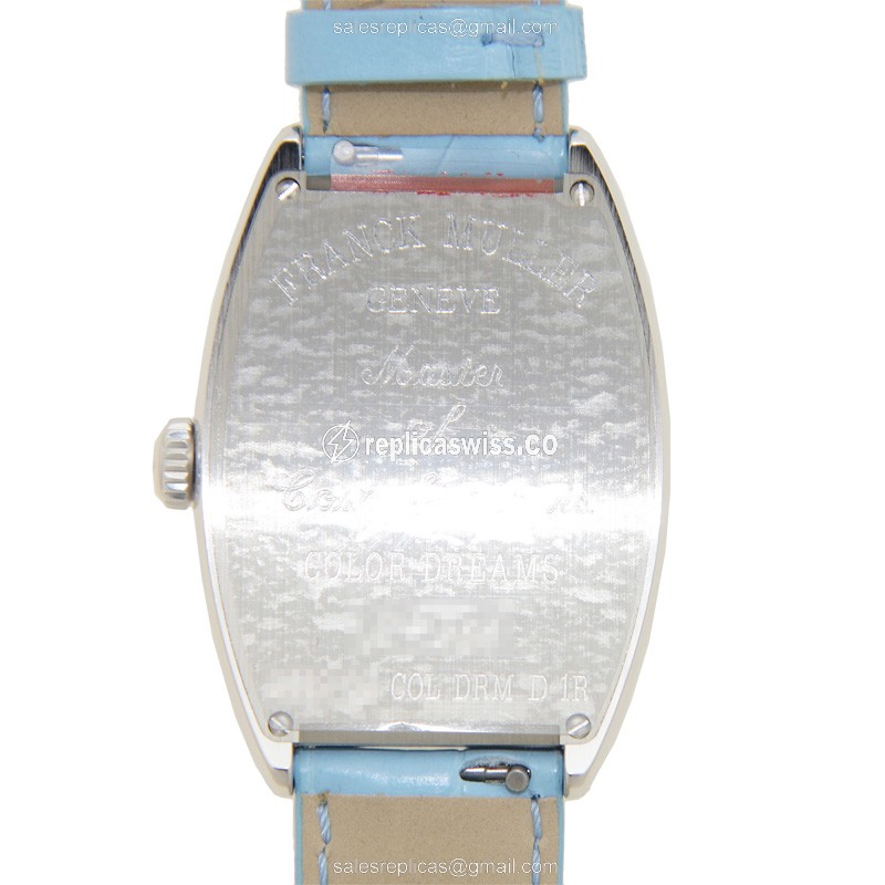 Franck Muller 2852 Replica - Quartz - Stainless Steel - Silver Dial - Blue Alligator Strap - View 3