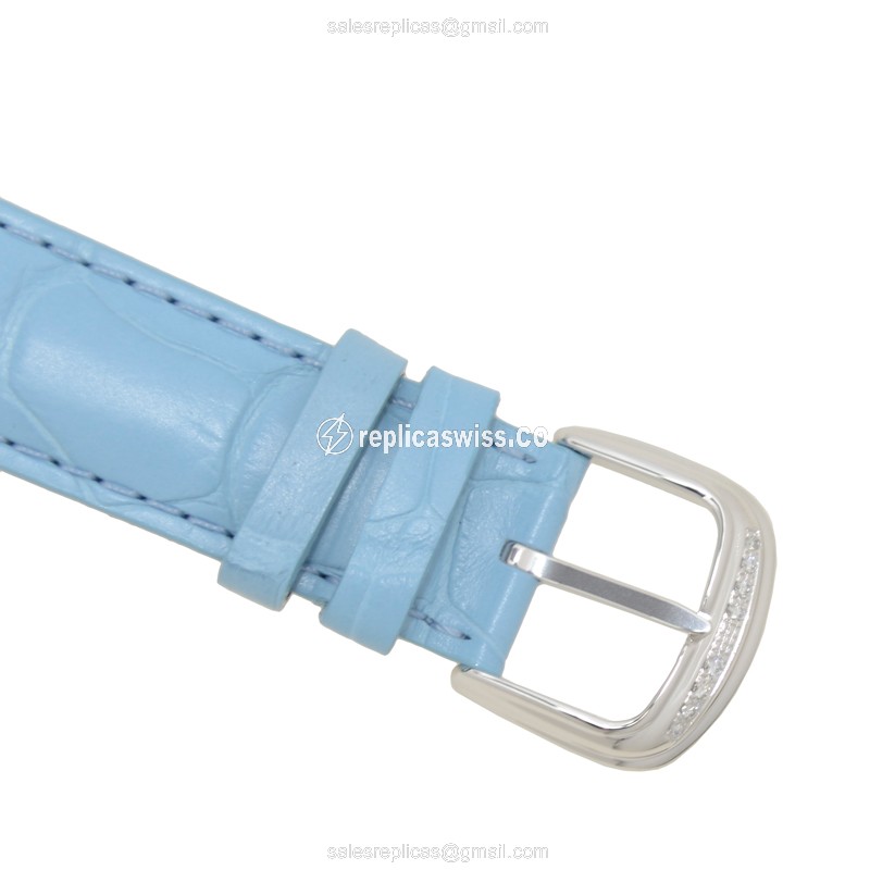 Franck Muller 2852 Replica - Quartz - Stainless Steel - Silver Dial - Blue Alligator Strap - View 4