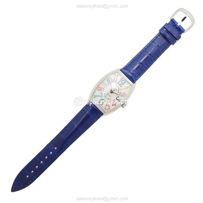 Franck Muller 5850 SC COL DRM AC CINTREE CURVEX Automatic Steel Silver Dial Blue Alligator Buckle - View 2
