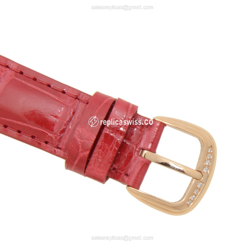 Franck Muller 5850 SC COL DRM D 1R - Automatic - 18kt Rose Gold - Diamonds - Silver Dial - Red Alligator Strap - Buckle Clasp - View 4