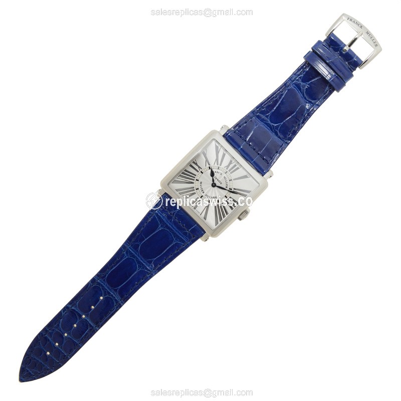 Franck Muller 6002 H QZ REL R Master Square - Quartz - Silver - Buckle - Blue Alligator - View 2