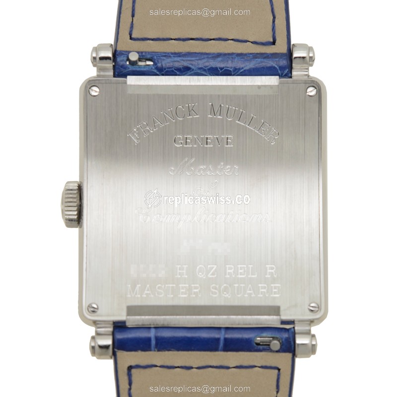 Franck Muller 6002 H QZ REL R Master Square - Quartz - Silver - Buckle - Blue Alligator - View 3
