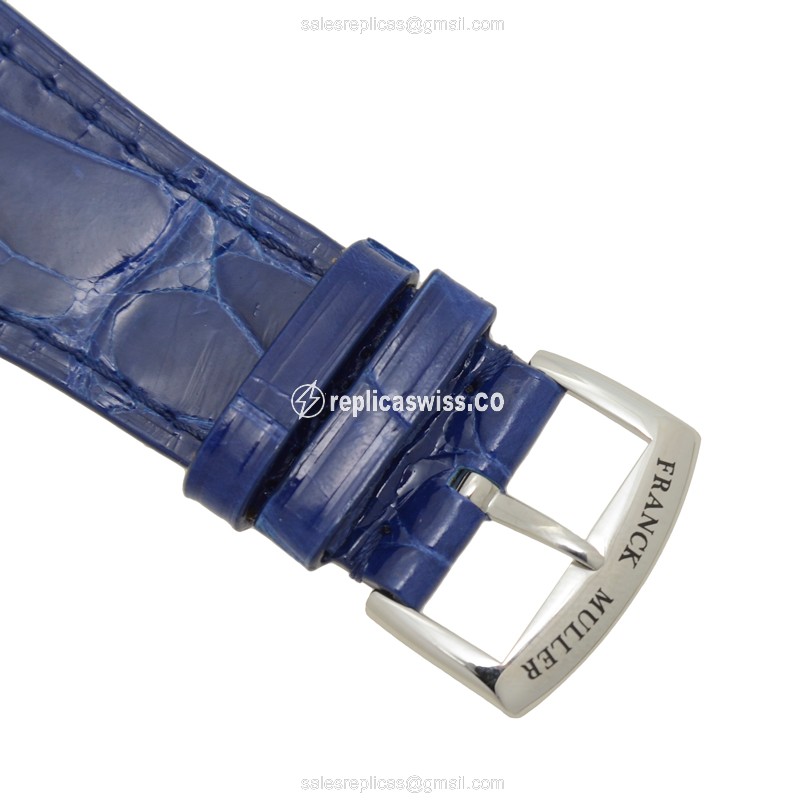 Franck Muller 6002 H QZ REL R Master Square - Quartz - Silver - Buckle - Blue Alligator - View 4