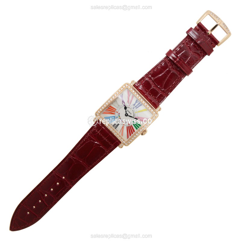 Franck Muller 6002 M QZ COL DRM R D 1R (5N) MASTER SQUARE Quartz 18kt Rose Gold & Diamonds - View 2