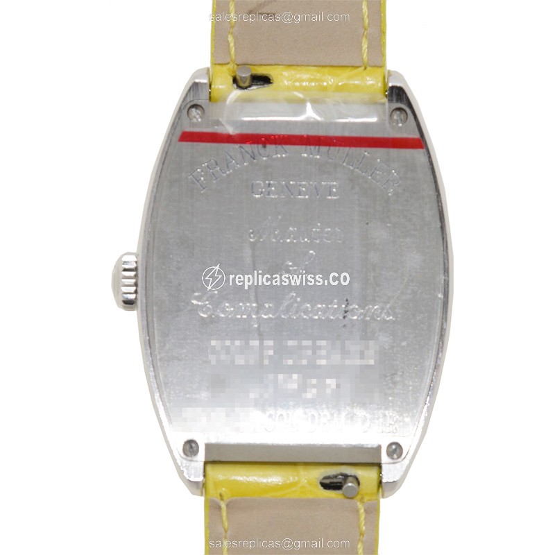 Franck Muller 7502 QZ COL DRM D 1R AC Curvex Quartz - Stainless Steel Case, Silver Dial, Yellow Alligator Strap, Buckle Clasp - View 3
