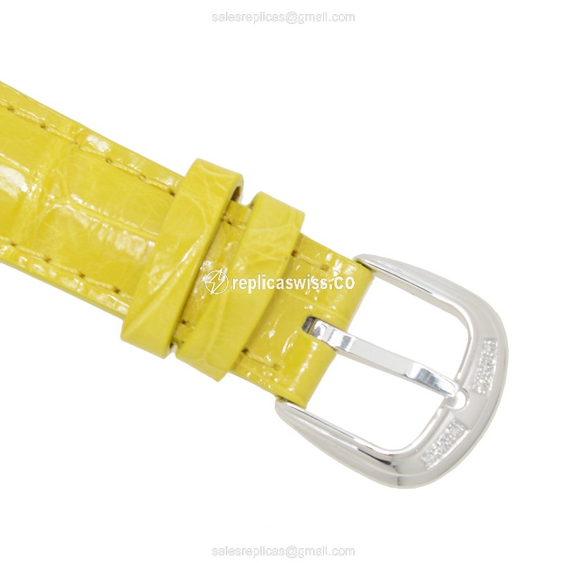 Franck Muller 7502 QZ COL DRM D 1R AC Curvex Quartz - Stainless Steel Case, Silver Dial, Yellow Alligator Strap, Buckle Clasp - View 4