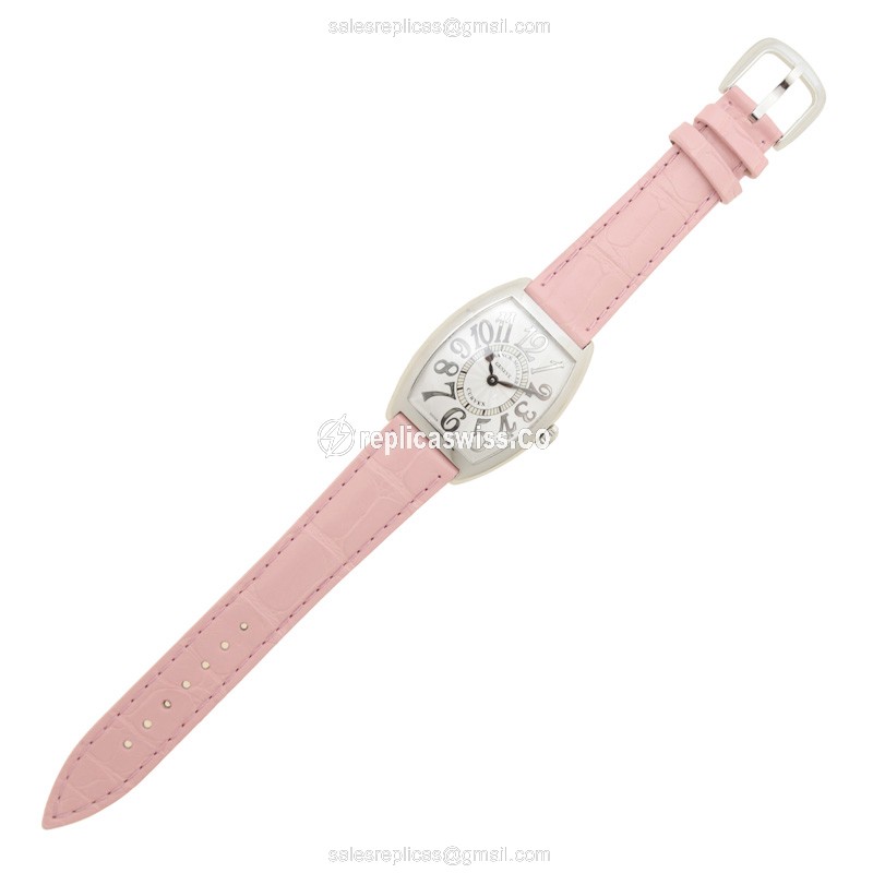 Franck Muller Cintree Curvex Replica - Quartz - Steel - Pink Strap - View 2