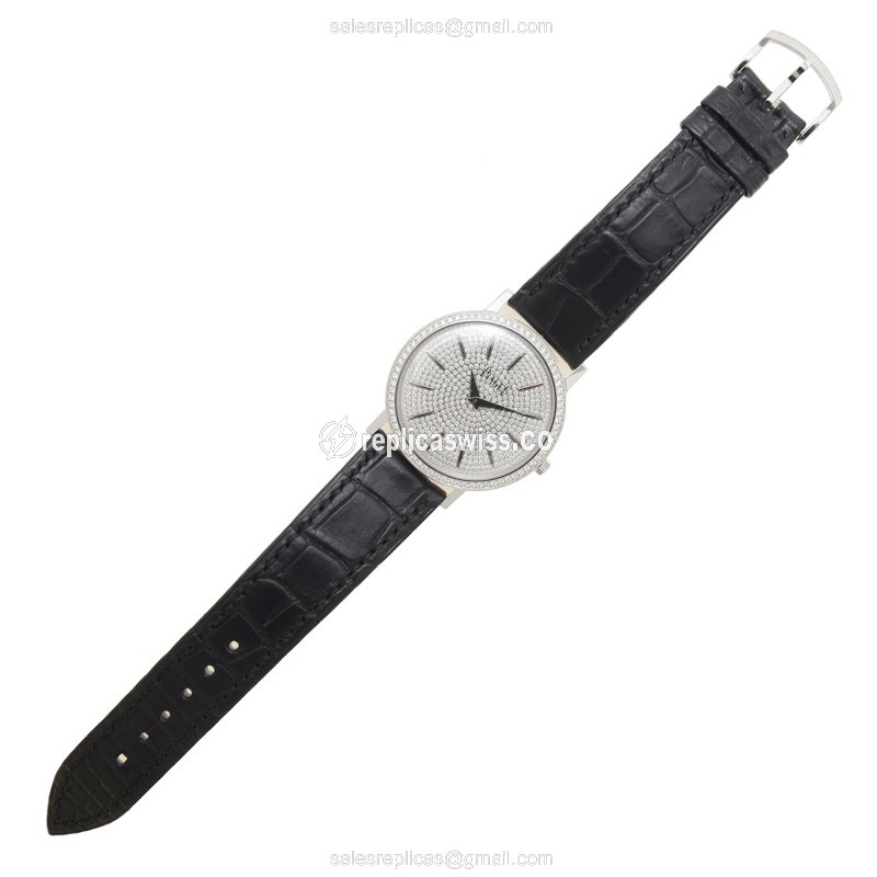 Piaget ALTIPLANO Replica - Manual - 18kt White Gold - Diamond - Silver Dial - Alligator Black Strap - View 2